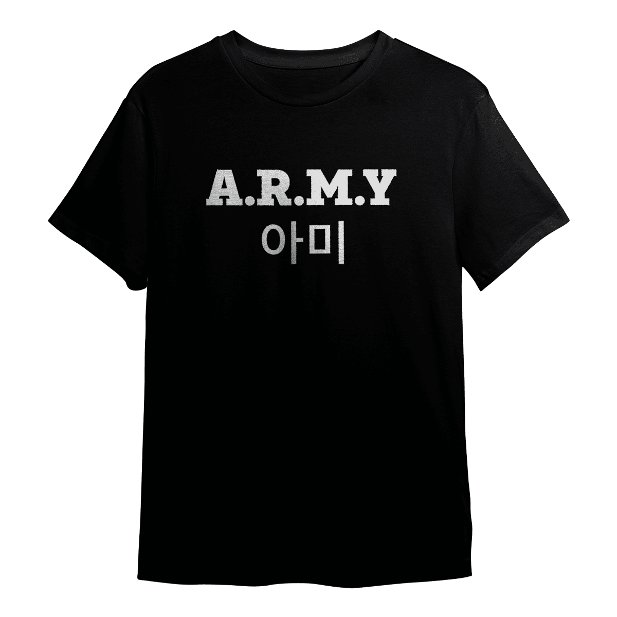 ARMY Hangul T-Shirt, Unisex, Zwart/Wit 