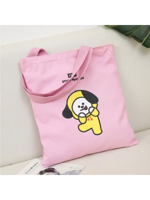 BT21 CHIMMY Canvas Tas, Katoen, Roze