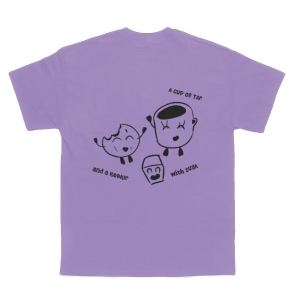 A cup of TAE with SUGA and a KOOKIE T-Shirt, Unisex, Loose-Fit, Paars/Zwart